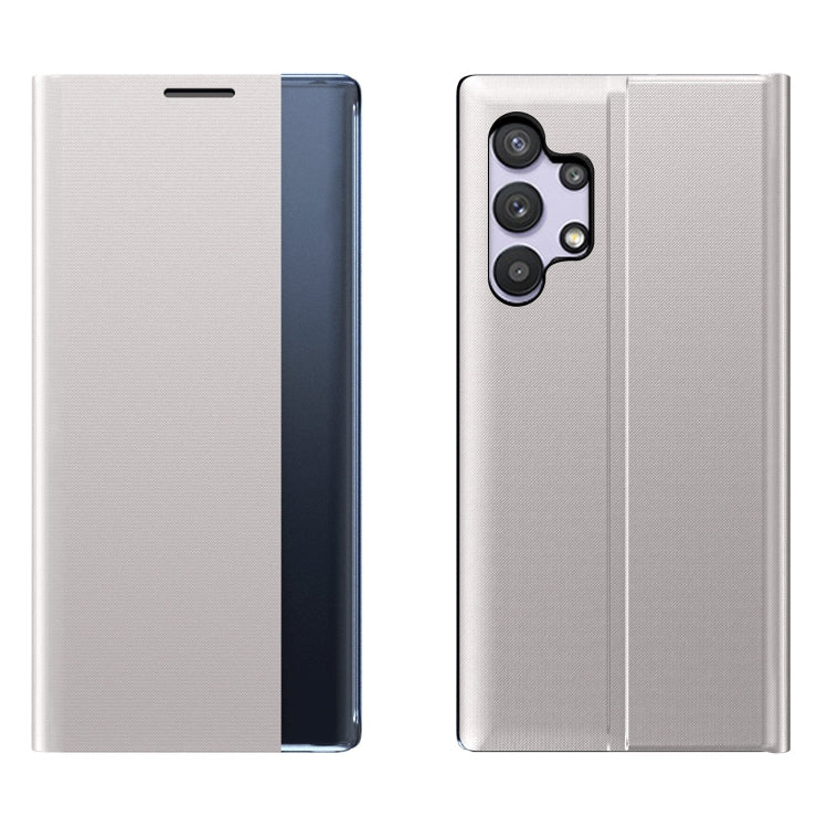 For Samsung Galaxy A32 5G Side Display Magnetic Horizontal Flip Plain Texture Cloth + PC Case with Holder & Sleep / Wake-up Function