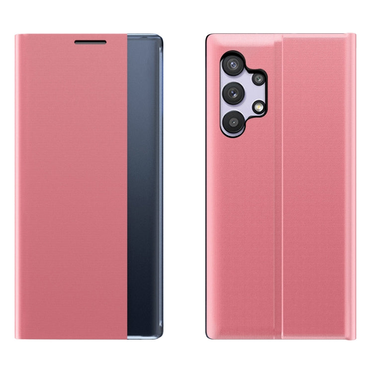 For Samsung Galaxy A32 5G Side Display Magnetic Horizontal Flip Plain Texture Cloth + PC Case with Holder & Sleep / Wake-up Function