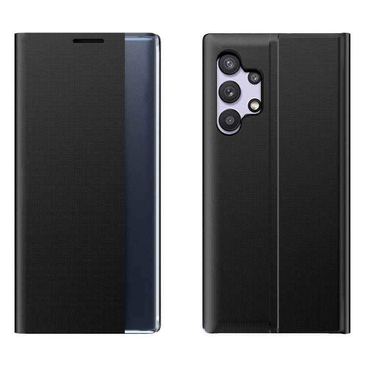 For Samsung Galaxy A32 4G Side Display Magnetic Horizontal Flip Plain Texture Cloth + PC Case with Holder & Sleep / Wake-up Function