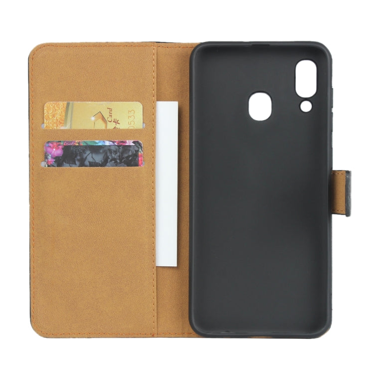 Horizontal Flip Leather Case for Galaxy A30 / A20, with Magnetic Buckle & Holder & Card Slots & Wallet(Black)