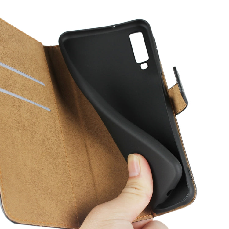 Horizontal Flip Leather Case for Galaxy A7 (2018) / A750, with Magnetic Buckle & Holder & Card Slots & Wallet(Black)