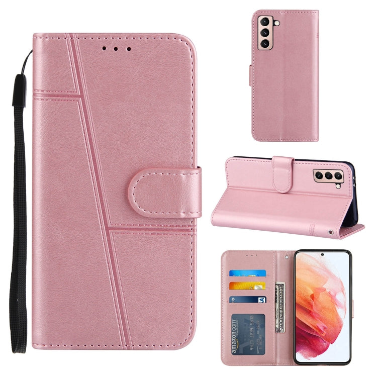 For Samsung Galaxy S21+ 5G Stitching Calf Texture Buckle Horizontal Flip Leather Case with Holder & Card Slots & Wallet & Lanyard
