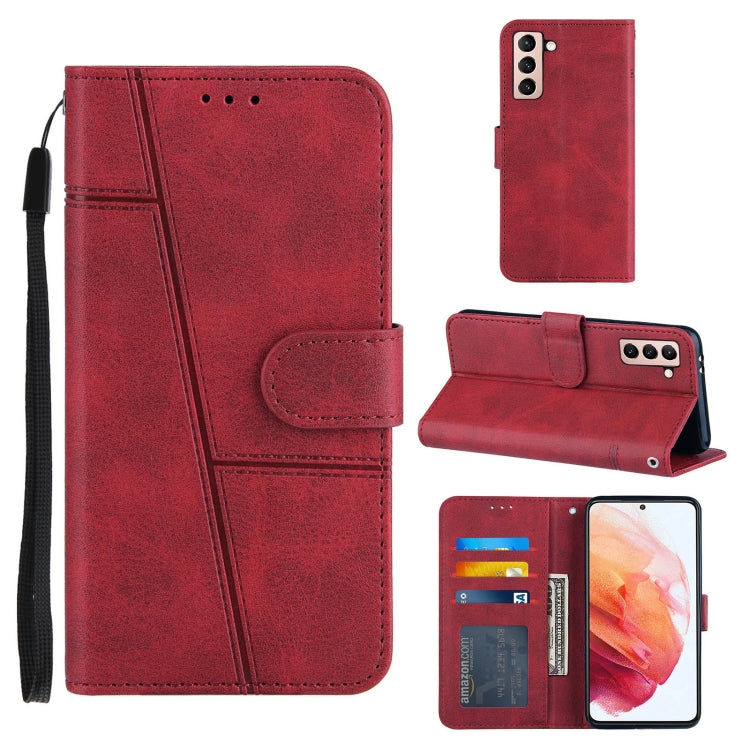 For Samsung Galaxy S21+ 5G Stitching Calf Texture Buckle Horizontal Flip Leather Case with Holder & Card Slots & Wallet & Lanyard