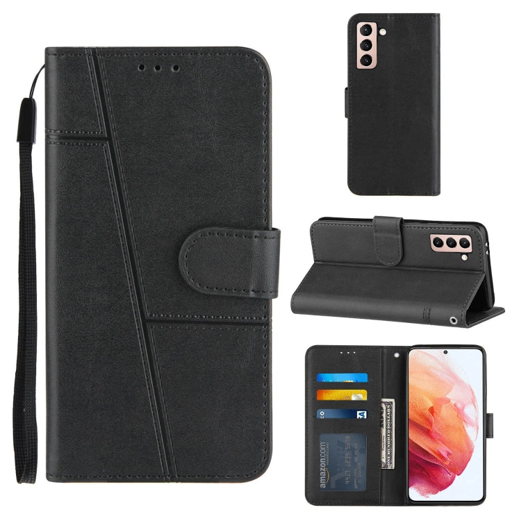 For Samsung Galaxy S21 5G Stitching Calf Texture Buckle Horizontal Flip Leather Case with Holder & Card Slots & Wallet & Lanyard