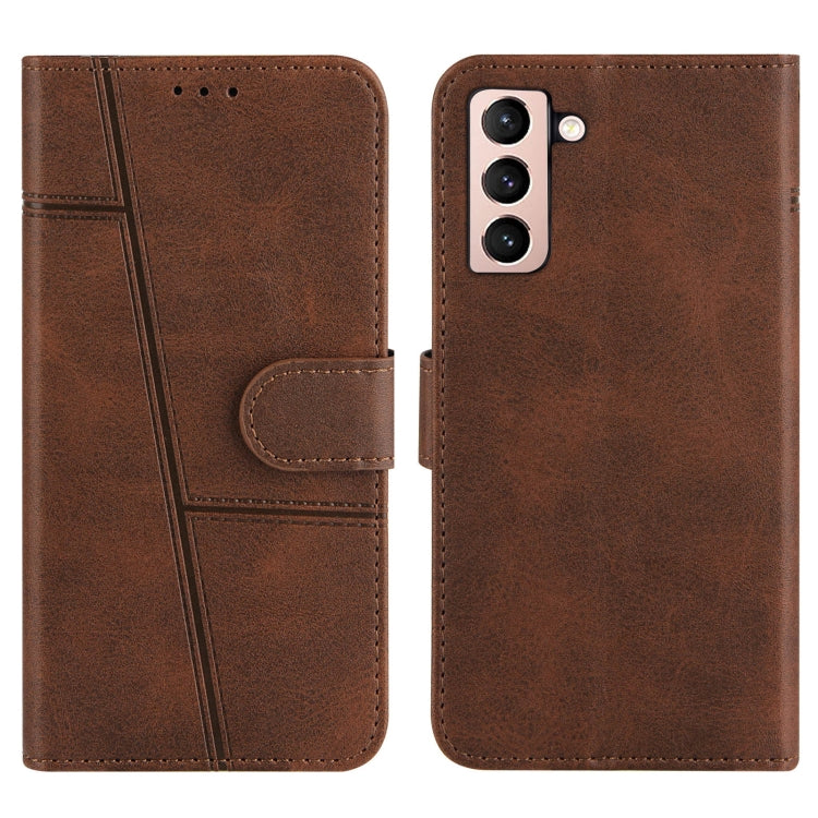 For Samsung Galaxy S21 5G Stitching Calf Texture Buckle Horizontal Flip Leather Case with Holder & Card Slots & Wallet & Lanyard