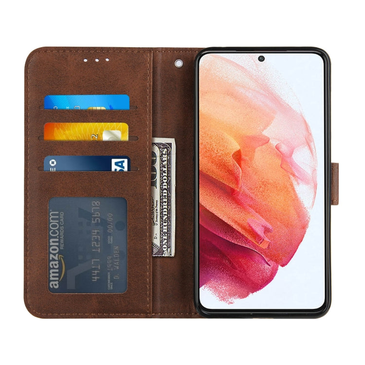 For Samsung Galaxy S21 5G Stitching Calf Texture Buckle Horizontal Flip Leather Case with Holder & Card Slots & Wallet & Lanyard