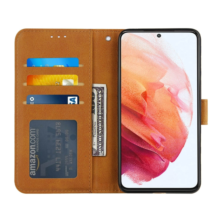 For Samsung Galaxy S21 5G Stitching Calf Texture Buckle Horizontal Flip Leather Case with Holder & Card Slots & Wallet & Lanyard