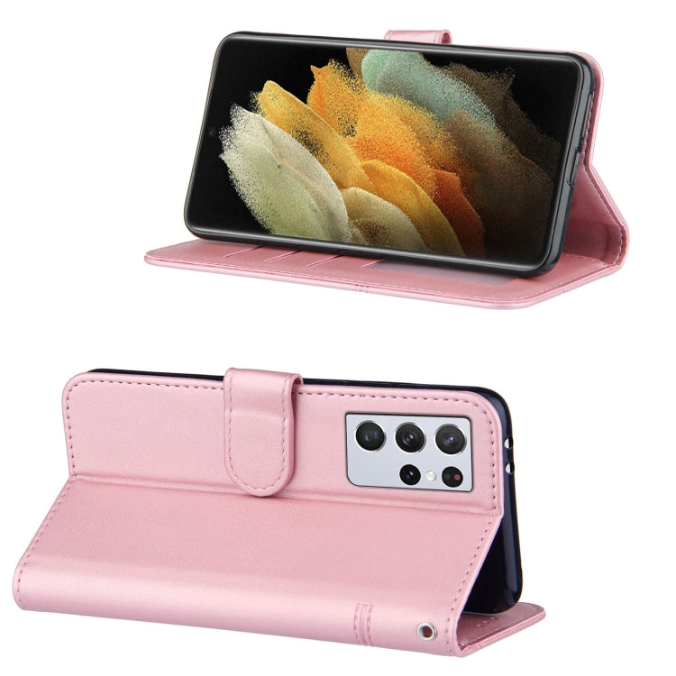 For Samsung Galaxy S21 Ultra 5G Stitching Calf Texture Buckle Horizontal Flip Leather Case with Holder & Card Slots & Wallet & Lanyard