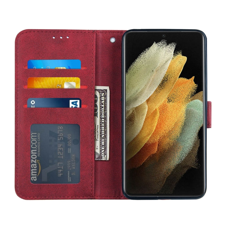 For Samsung Galaxy S21 Ultra 5G Stitching Calf Texture Buckle Horizontal Flip Leather Case with Holder & Card Slots & Wallet & Lanyard