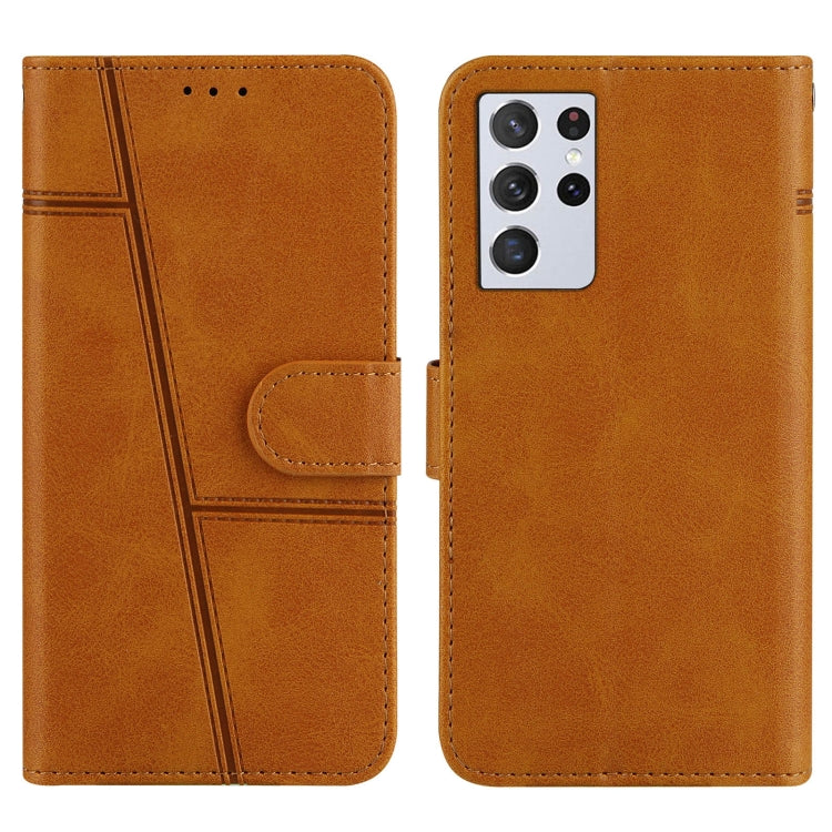 For Samsung Galaxy S21 Ultra 5G Stitching Calf Texture Buckle Horizontal Flip Leather Case with Holder & Card Slots & Wallet & Lanyard