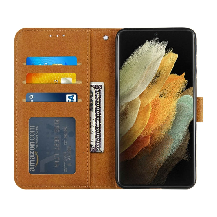 For Samsung Galaxy S21 Ultra 5G Stitching Calf Texture Buckle Horizontal Flip Leather Case with Holder & Card Slots & Wallet & Lanyard