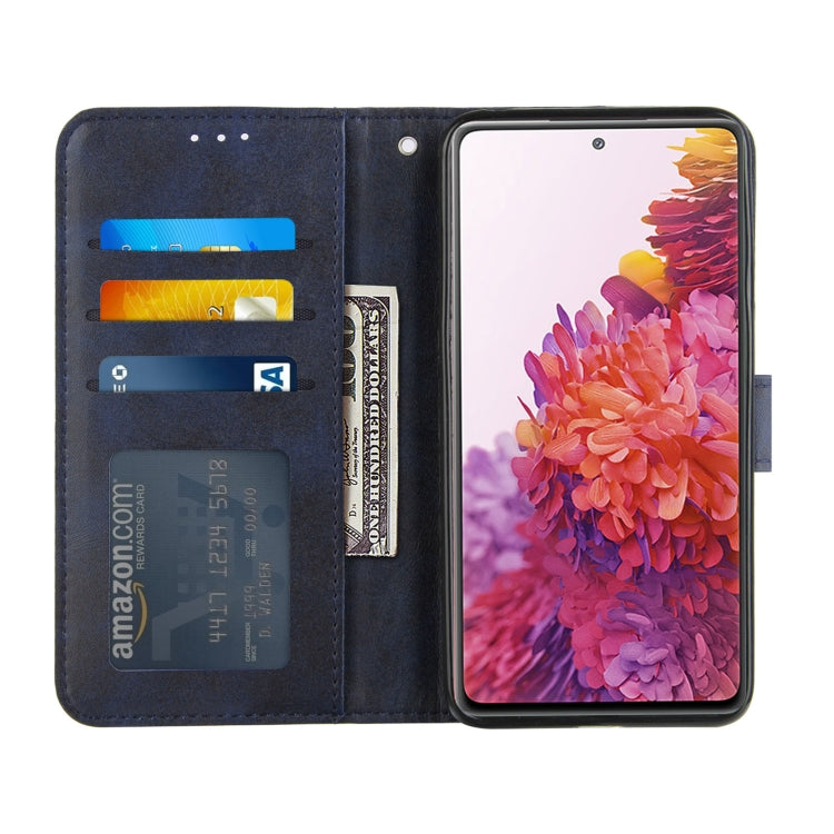 For Samsung Galaxy A52 5G Stitching Calf Texture Buckle Horizontal Flip Leather Case with Holder & Card Slots & Wallet & Lanyard