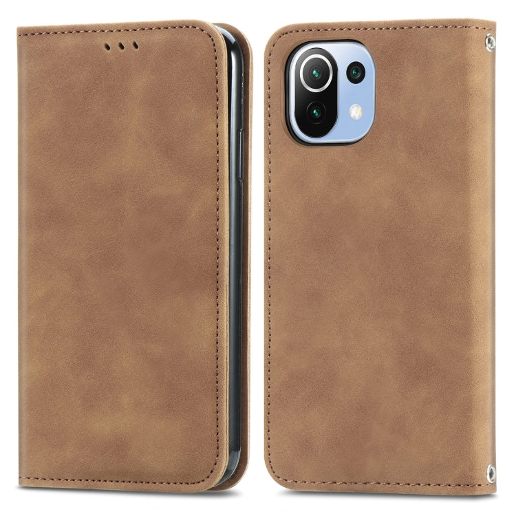 For Xiaomi Mi 11 Lite Retro Skin Feel Business Magnetic Horizontal Flip Leather Case With Holder & Card Slots & Wallet & Photo Frame
