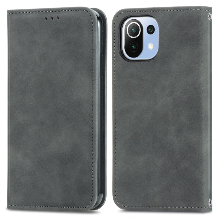 For Xiaomi Mi 11 Lite Retro Skin Feel Business Magnetic Horizontal Flip Leather Case With Holder & Card Slots & Wallet & Photo Frame