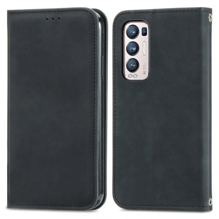 For OPPO Reno5 Pro+ 5G Retro Skin Feel Business Magnetic Horizontal Flip Leather Case With Holder & Card Slots & Wallet & Photo Frame