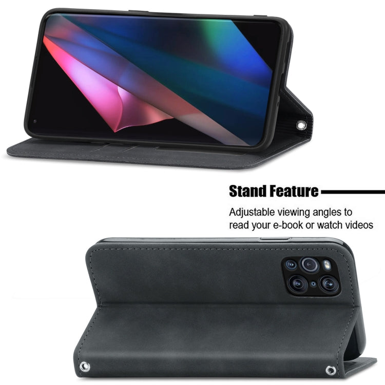 For OPPO Find X3 Pro Retro Skin Feel Business Magnetic Horizontal Flip Leather Case With Holder & Card Slots & Wallet & Photo Frame