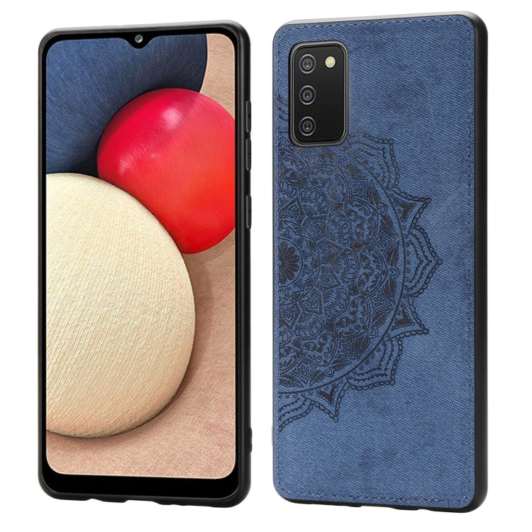 For Samsung Galaxy A52 5G / 4G Mandala Embossed Cloth Cover PC + TPU Mobile Phone Case with Magnetic Function and Hand Strap