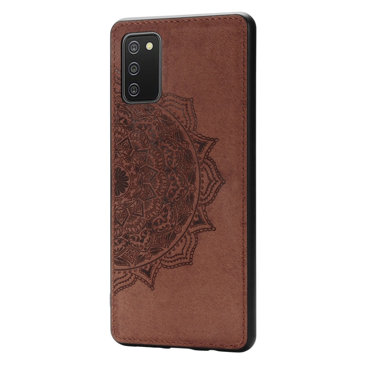 For Samsung Galaxy A52 5G / 4G Mandala Embossed Cloth Cover PC + TPU Mobile Phone Case with Magnetic Function and Hand Strap