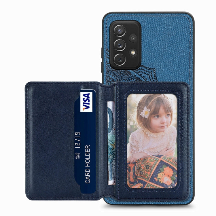 For Samsung Galaxy A72 5G / 4G Mandala Embossed Magnetic Cloth PU+TPU+PC Case with Holder & Card Slots & Wallet & Photo Frame