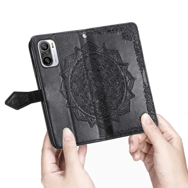 Halfway Mandala Embossing Pattern Horizontal Flip Leather Case with Holder & Card Slots & Wallet & Lanyard For Xiaomi Redmi Note 10 Pro