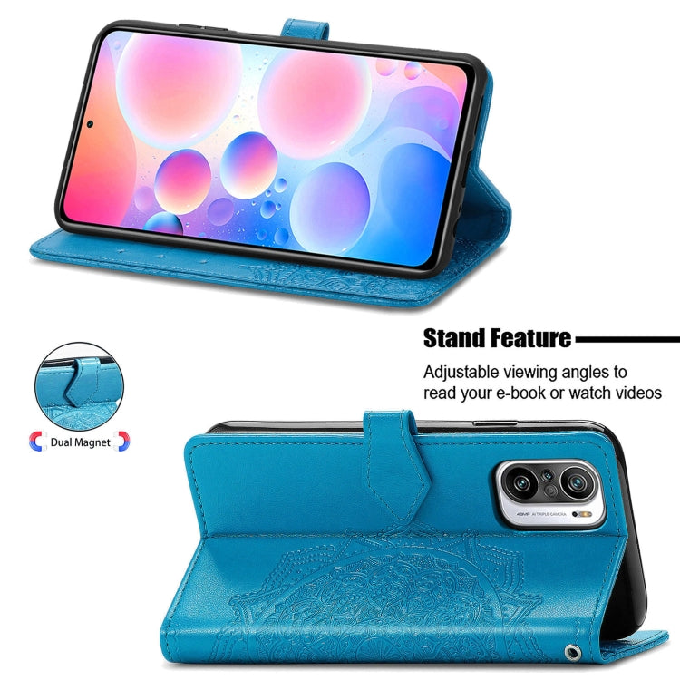 Halfway Mandala Embossing Pattern Horizontal Flip Leather Case with Holder & Card Slots & Wallet & Lanyard For Xiaomi Redmi Note 10 Pro