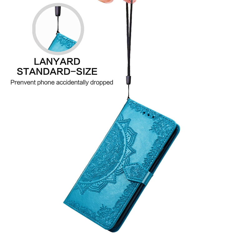 Halfway Mandala Embossing Pattern Horizontal Flip Leather Case with Holder & Card Slots & Wallet & Lanyard For Xiaomi Redmi Note 10 Pro