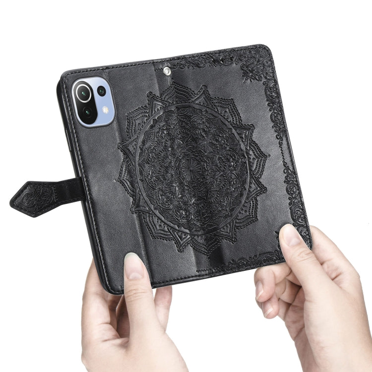 Halfway Mandala Embossing Pattern Horizontal Flip Leather Case with Holder & Card Slots & Wallet & Lanyard For Xiaomi 11 Lite