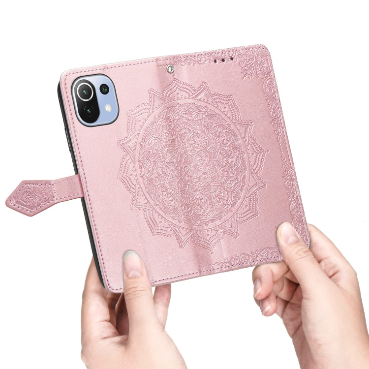Halfway Mandala Embossing Pattern Horizontal Flip Leather Case with Holder & Card Slots & Wallet & Lanyard For Xiaomi 11 Lite