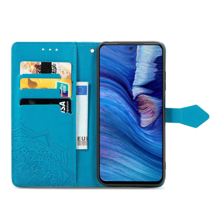 Halfway Mandala Embossing Pattern Horizontal Flip Leather Case with Holder & Card Slots & Wallet & Lanyard For Xiaomi Redmi Note 10 5G