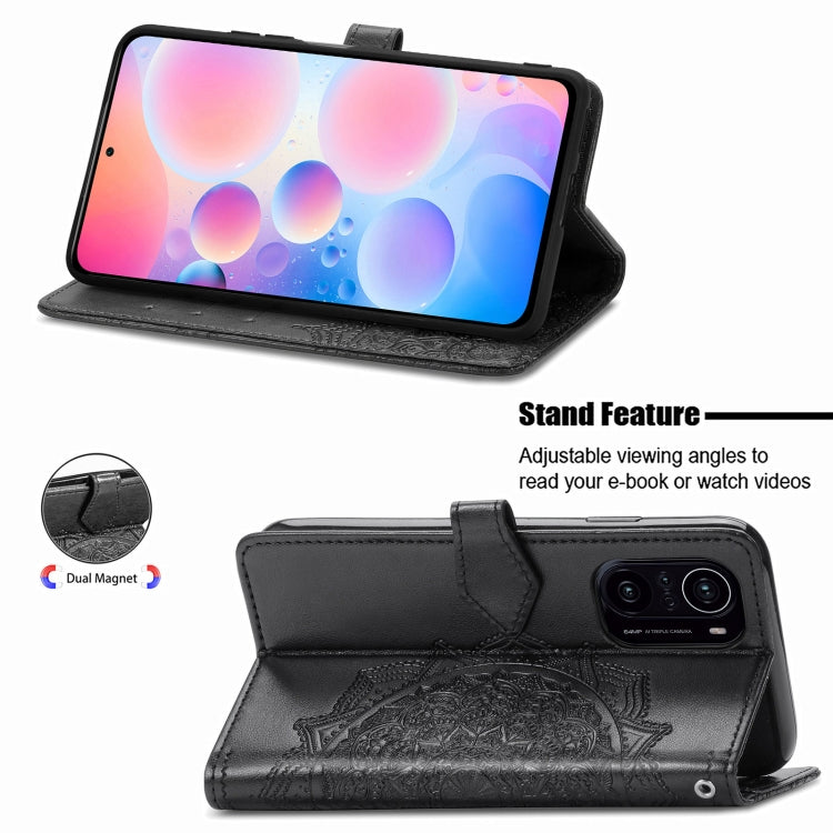 Halfway Mandala Embossing Pattern Horizontal Flip Leather Case with Holder & Card Slots & Wallet & Lanyard For Xiaomi Redmi K40 / K40 Pro / K40 Pro+