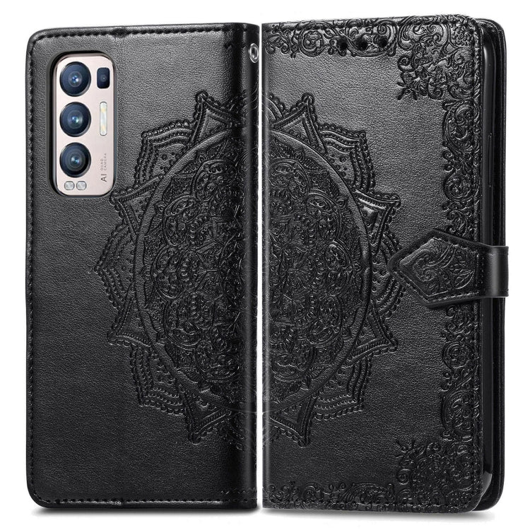 Halfway Mandala Embossing Pattern Horizontal Flip Leather Case with Holder & Card Slots & Wallet & Lanyard For OPPO Reno5 Pro+