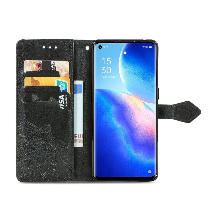 Halfway Mandala Embossing Pattern Horizontal Flip Leather Case with Holder & Card Slots & Wallet & Lanyard For OPPO Reno5 Pro+