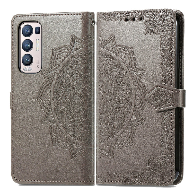 Halfway Mandala Embossing Pattern Horizontal Flip Leather Case with Holder & Card Slots & Wallet & Lanyard For OPPO Reno5 Pro+