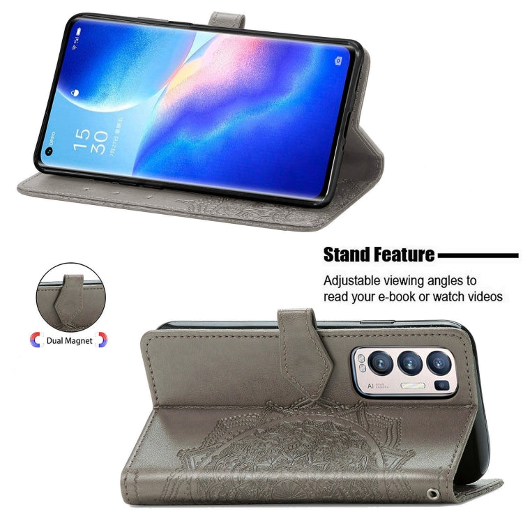 Halfway Mandala Embossing Pattern Horizontal Flip Leather Case with Holder & Card Slots & Wallet & Lanyard For OPPO Reno5 Pro+