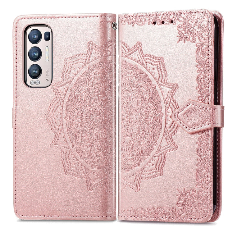 Halfway Mandala Embossing Pattern Horizontal Flip Leather Case with Holder & Card Slots & Wallet & Lanyard For OPPO Reno5 Pro+
