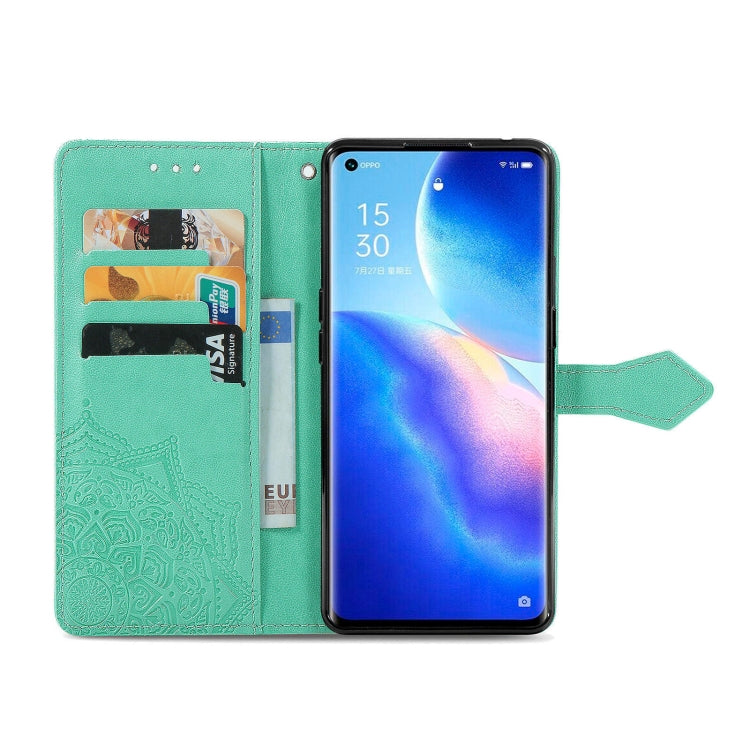 Halfway Mandala Embossing Pattern Horizontal Flip Leather Case with Holder & Card Slots & Wallet & Lanyard For OPPO Reno5 Pro+