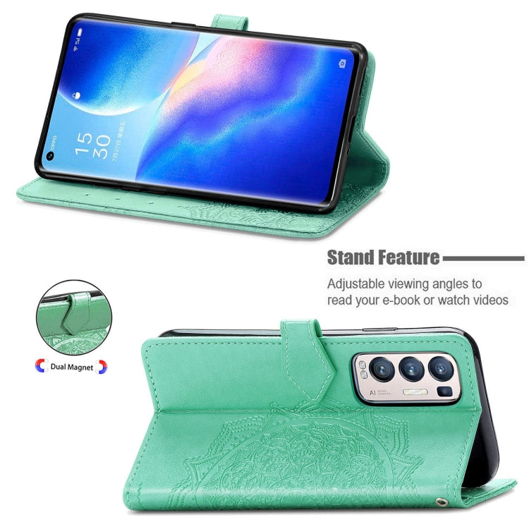 Halfway Mandala Embossing Pattern Horizontal Flip Leather Case with Holder & Card Slots & Wallet & Lanyard For OPPO Reno5 Pro+