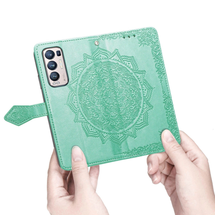 Halfway Mandala Embossing Pattern Horizontal Flip Leather Case with Holder & Card Slots & Wallet & Lanyard For OPPO Reno5 Pro+