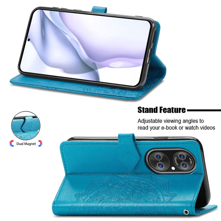 Halfway Mandala Embossing Pattern Horizontal Flip Leather Case with Holder & Card Slots & Wallet & Lanyard For Huawei  P50 Pro