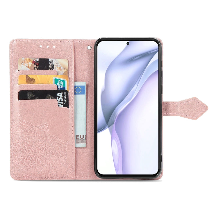 Halfway Mandala Embossing Pattern Horizontal Flip Leather Case with Holder & Card Slots & Wallet & Lanyard For Huawei  P50