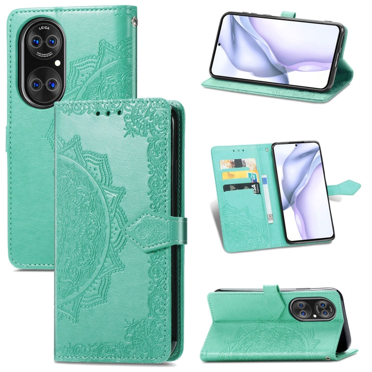Halfway Mandala Embossing Pattern Horizontal Flip Leather Case with Holder & Card Slots & Wallet & Lanyard For Huawei  P50