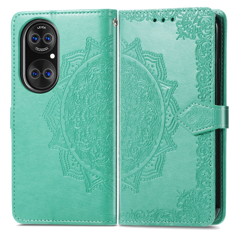 Halfway Mandala Embossing Pattern Horizontal Flip Leather Case with Holder & Card Slots & Wallet & Lanyard For Huawei  P50