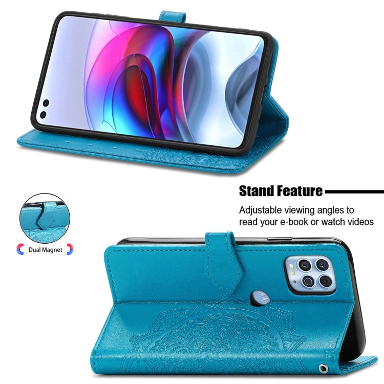 Halfway Mandala Embossing Pattern Horizontal Flip Leather Case with Holder & Card Slots & Wallet & Lanyard For Motorola Edge S