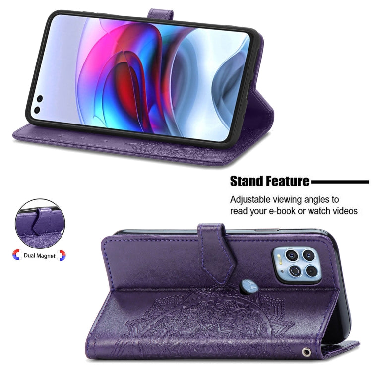 Halfway Mandala Embossing Pattern Horizontal Flip Leather Case with Holder & Card Slots & Wallet & Lanyard For Motorola Edge S