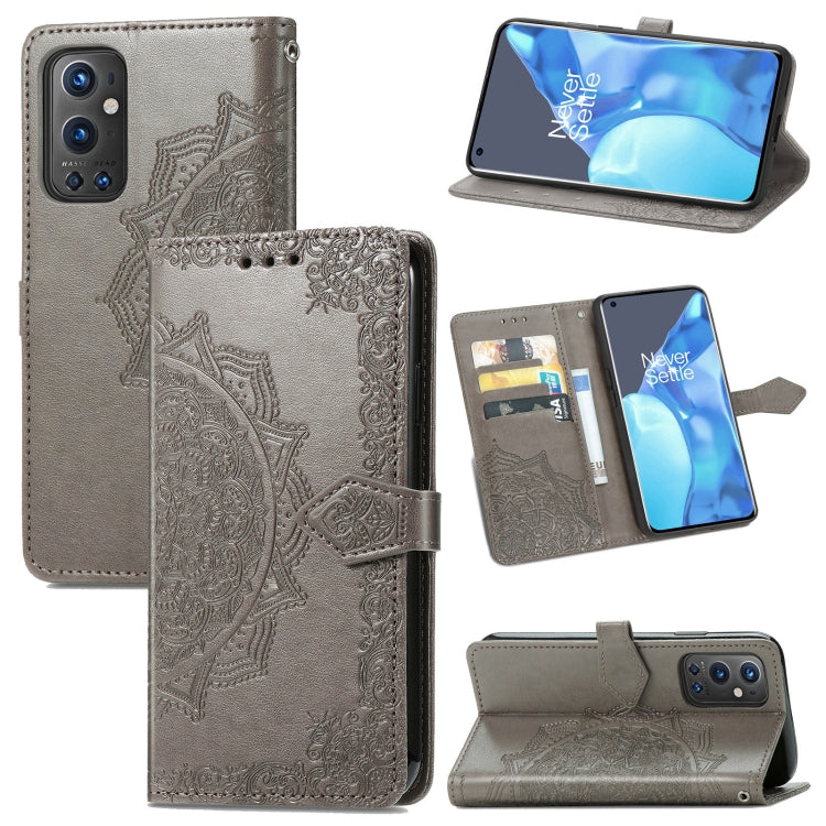Halfway Mandala Embossing Pattern Horizontal Flip Leather Case with Holder & Card Slots & Wallet & Lanyard For OnePlus 9 Pro