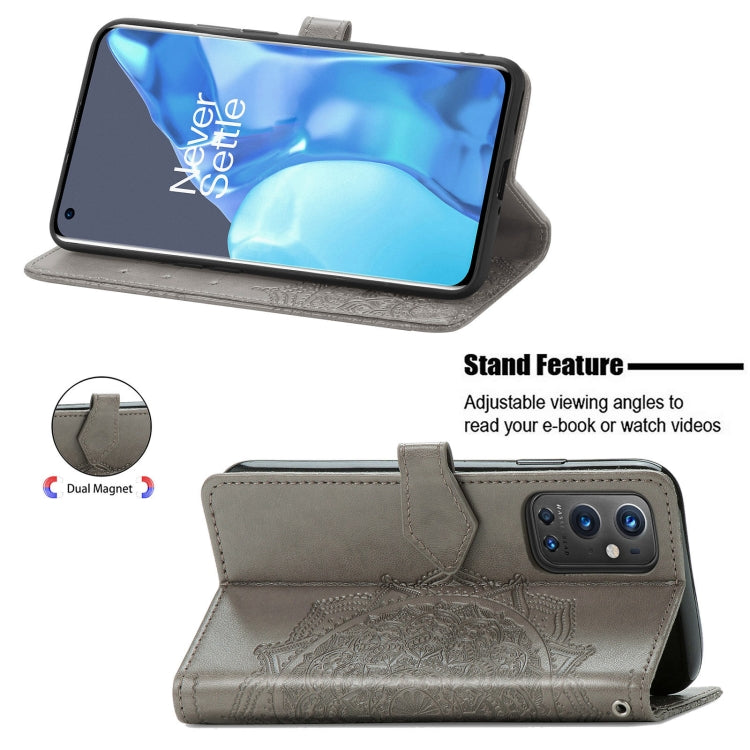 Halfway Mandala Embossing Pattern Horizontal Flip Leather Case with Holder & Card Slots & Wallet & Lanyard For OnePlus 9 Pro