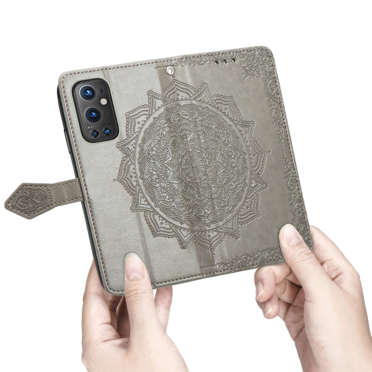 Halfway Mandala Embossing Pattern Horizontal Flip Leather Case with Holder & Card Slots & Wallet & Lanyard For OnePlus 9 Pro
