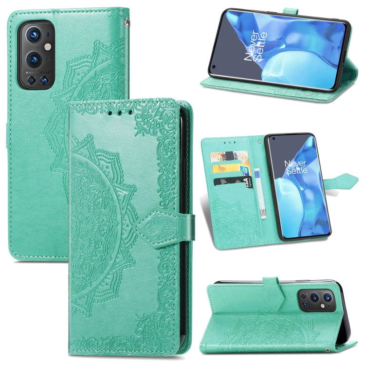 Halfway Mandala Embossing Pattern Horizontal Flip Leather Case with Holder & Card Slots & Wallet & Lanyard For OnePlus 9 Pro