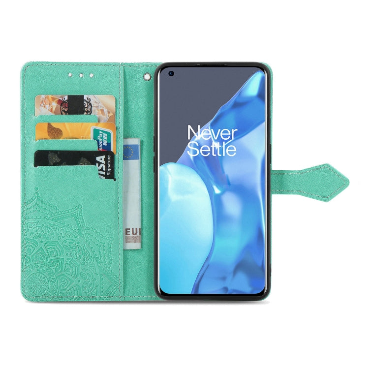 Halfway Mandala Embossing Pattern Horizontal Flip Leather Case with Holder & Card Slots & Wallet & Lanyard For OnePlus 9 Pro