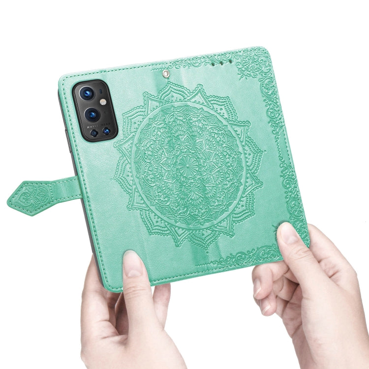 Halfway Mandala Embossing Pattern Horizontal Flip Leather Case with Holder & Card Slots & Wallet & Lanyard For OnePlus 9 Pro
